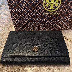 TORY BURCH Black Carter Chain wallet Crossbody Bag